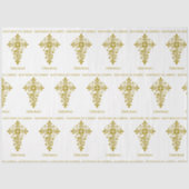 エレガント金ゴールド華美クロスバプテスマ 薄葉紙 (正面)