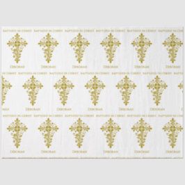 エレガント金ゴールド華美クロスバプテスマ 薄葉紙