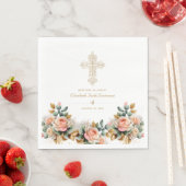 エレガント金ゴールド華美クロスフローラバプテスマ スタンダードランチョンナプキン (インサイチュ)