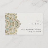 エレガント金ゴールド華美ティール（緑がかった色）は友人を参照する 名刺 (正面)