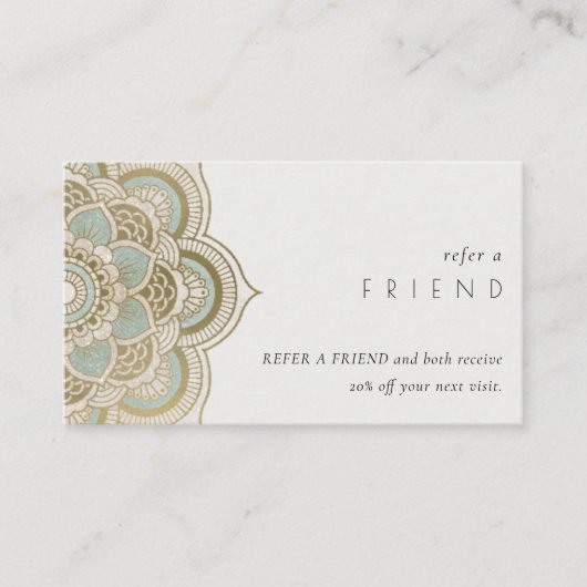 エレガント金ゴールド華美ティール（緑がかった色）は友人を参照する 名刺 (正面)