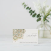 エレガント金ゴールド華美ティール（緑がかった色）アクアマンダラアポイントメント 名刺 (スタンド正面)