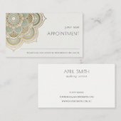エレガント金ゴールド華美ティール（緑がかった色）アクアマンダラアポイントメント 名刺 (正面/裏面)