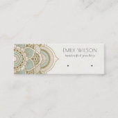 エレガント金ゴールド華美ティール（緑がかった色）マンダライヤリングディスプレイ スキニー名刺 (正面)