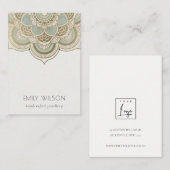 エレガント金ゴールド華美ティール(緑がかった色)マンダライヤリングディスプレイ 名刺 (正面/裏面)