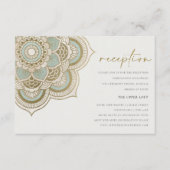 エレガント金ゴールド華美ティール(緑がかった色)マンダラウェディングレセプション エンクロージャーカード (正面)