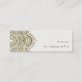 エレガント金ゴールド華美ティール（緑がかった色）マンダラサンキュー スキニー名刺 (正面)