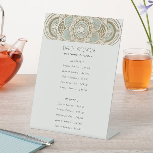 エレガント金ゴールド華美ティール(緑がかった色)マンダラサービス価格 台座サイン (インサイチュ)