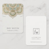 エレガント金ゴールド華美ティール（緑がかった色）マンダラネックレスディスプレイ 名刺 (正面/裏面)