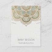 エレガント金ゴールド華美ティール（緑がかった色）マンダラネックレスディスプレイ 名刺 (正面)