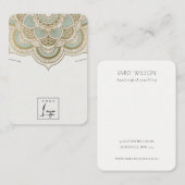 エレガント金ゴールド華美ティール（緑がかった色）マンダラネックレスディスプレイ 名刺 (正面/裏面)