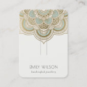 エレガント金ゴールド華美ティール（緑がかった色）マンダラヘアピンディスプレイ 名刺 (正面)