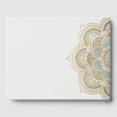 エレガント金ゴールド華美ティール(緑がかった色)マンダラ結婚ス ゲストブック (裏面)