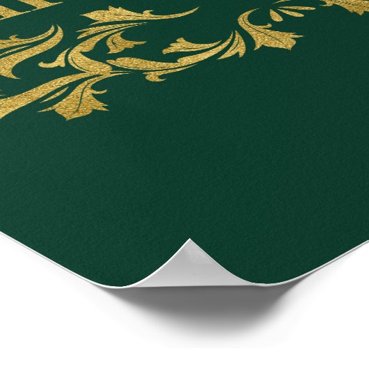 エレガント金ゴールド華美メリーのクリスマスのポスター署名 ポスター (角)