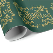 エレガント金ゴールド華美メリークリスマスのラッピング紙 ラッピングペーパー (ロールコーナー)