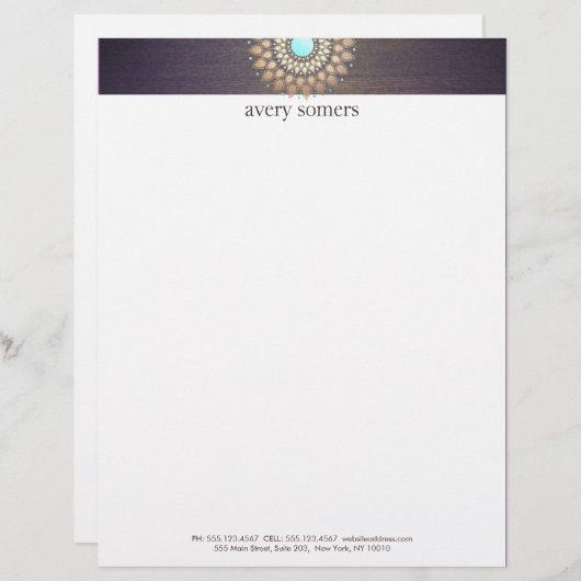 エレガント金ゴールド華美モチーフ紫 レターヘッド (正面/裏面)