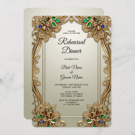 エレガント金ゴールド華美リハーサル 招待状