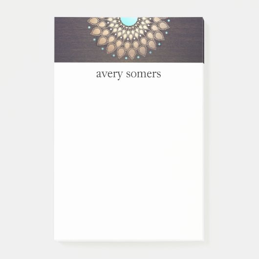 エレガント金ゴールド華美ロータマンダラウッドルック ポストイット (正面)