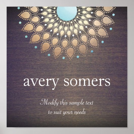 エレガント金ゴールド華美ロータマンダラウッド ポスター (正面)