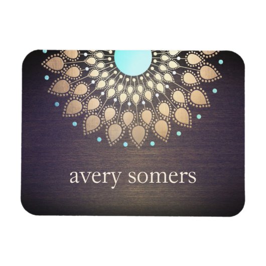 エレガント金ゴールド華美ロータマンダラウッド マグネット (横)