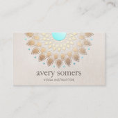 エレガント金ゴールド華美ロータマンダラベージュリネンルック 名刺 (正面)