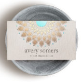 エレガント金ゴールド華美ロータマンダラベージュリネンルック 名刺