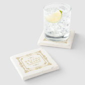 エレガント金ゴールド華美ヴィンテージフローラ枠 ストーンコースター (横)