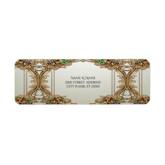 エレガント金ゴールド華美差出人住所ラベル ラベル (正面)