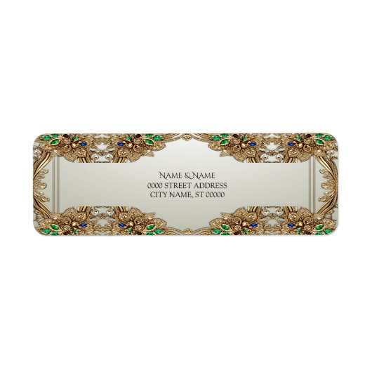 エレガント金ゴールド華美差出人住所ラベル ラベル (正面)