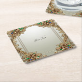 エレガント金ゴールド華美紙コースター スクエアペーパーコースター (アングル)