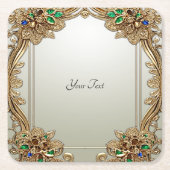 エレガント金ゴールド華美紙コースター スクエアペーパーコースター (正面)