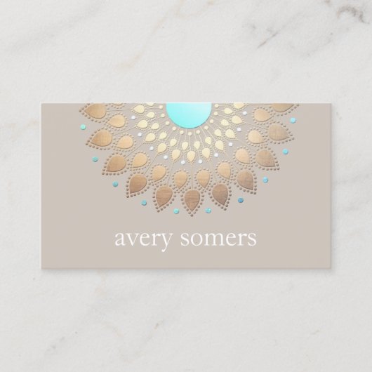 エレガント金ゴールド華美蓮曼荼羅自然健康 名刺 (正面)