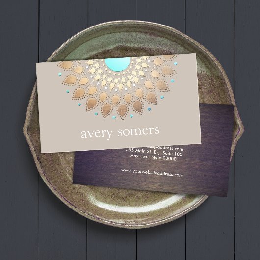 エレガント金ゴールド華美蓮曼荼羅自然健康 名刺