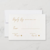 エレガント金ゴールド華美複雑モノグラム結婚ス 出欠カード (裏面)