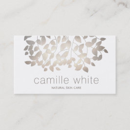 エレガント金ゴールド葉ナチュラルスキンカレの日スパ 名刺