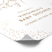 エレガント金ゴールド葉バタフライ赤ちゃんシャワー歓迎 ポスター (角)