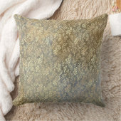 エレガント金ゴールド葉パターンベージュブルー クッション (ブランケット)