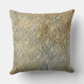 エレガント金ゴールド葉パターンベージュブルー クッション (裏面)