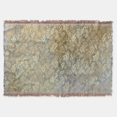 エレガント金ゴールド葉パターンベージュブルー スローブランケット (正面)