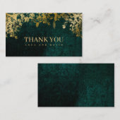 エレガント金ゴールド葉ビロードのグリーンカーサンキュード エンクロージャーカード (正面/裏面)
