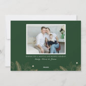 エレガント金ゴールド葉2枚写真クリスマスファミリーカード シーズンカード (裏面)