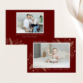 エレガント金ゴールド葉2枚写真クリスマスファミリーカード シーズンカード