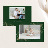 エレガント金ゴールド葉2枚写真クリスマスファミリーカード シーズンカード