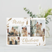 エレガント金ゴールド葉4 Photo Collage Christmas Card (スタンド正面)
