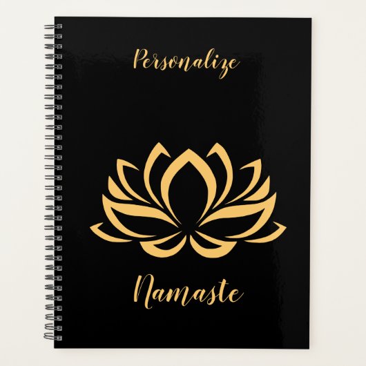 エレガント金ゴールド蓮の花禅ヨガモノグラムの プランナー手帳 (正面)