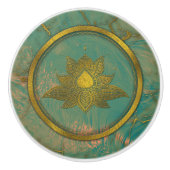 エレガント金ゴールド蓮の花 セラミックノブ (正面)