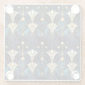 エレガント金ゴールド蓮フェイクステンドグラス模様 ガラスコースター (裏面)