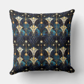 エレガント金ゴールド蓮フェイクステンドグラス模様 クッション (裏面)
