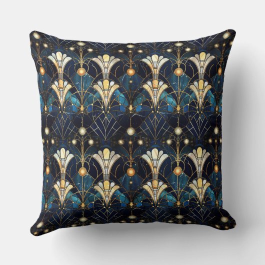 エレガント金ゴールド蓮フェイクステンドグラス模様 クッション (裏面)