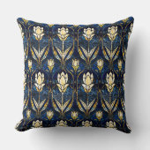 エレガント金ゴールド蓮フェイクステンドグラス模様 クッション (正面)